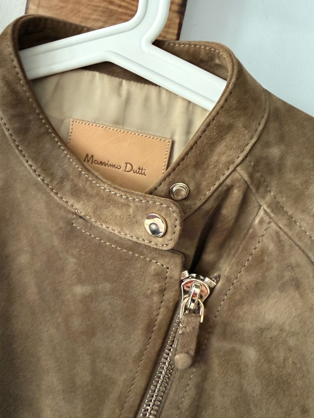Massimo DuttiSuede Moto Jacket - Brown - Picture 2 of 5
